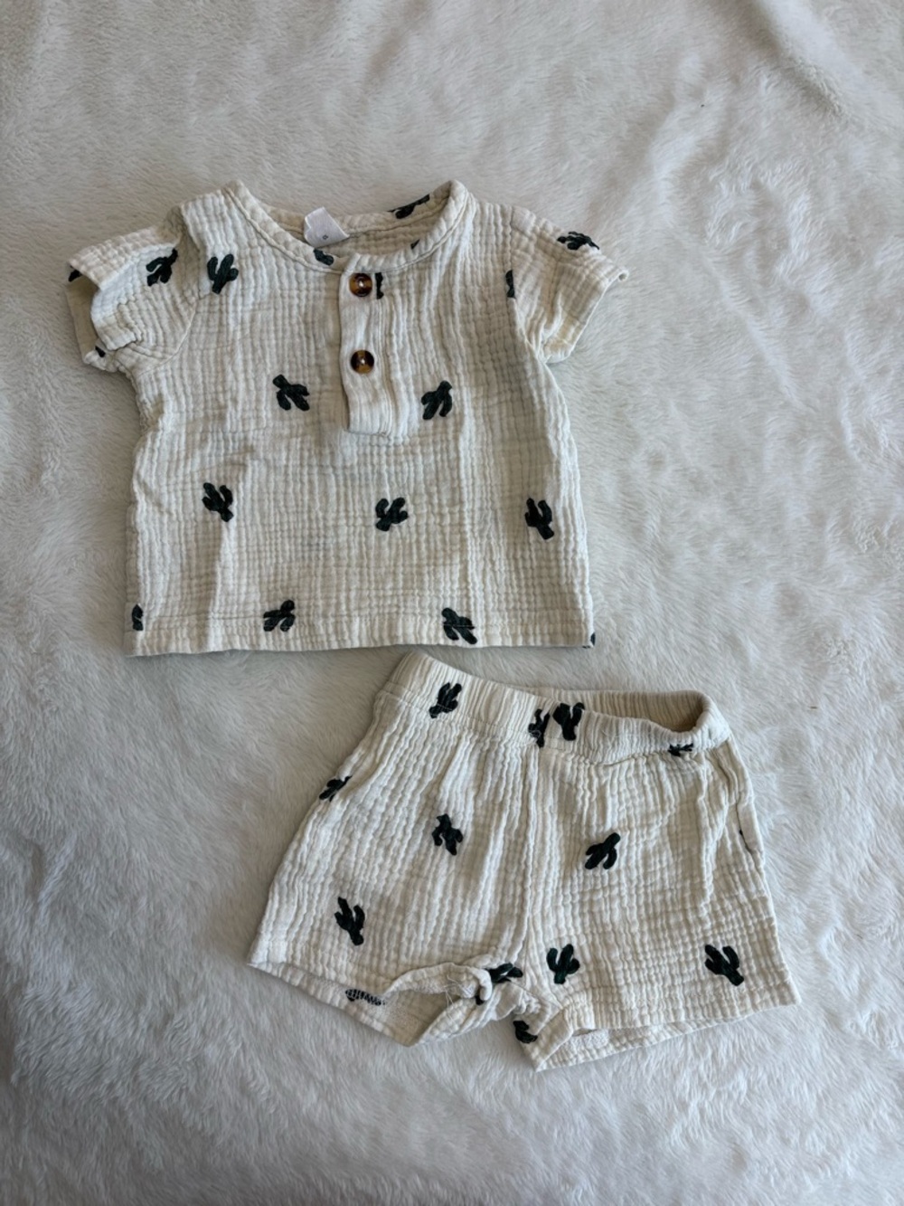 SHEIN cactus matching shorts outfit baby boy 6-9 months summer muslin